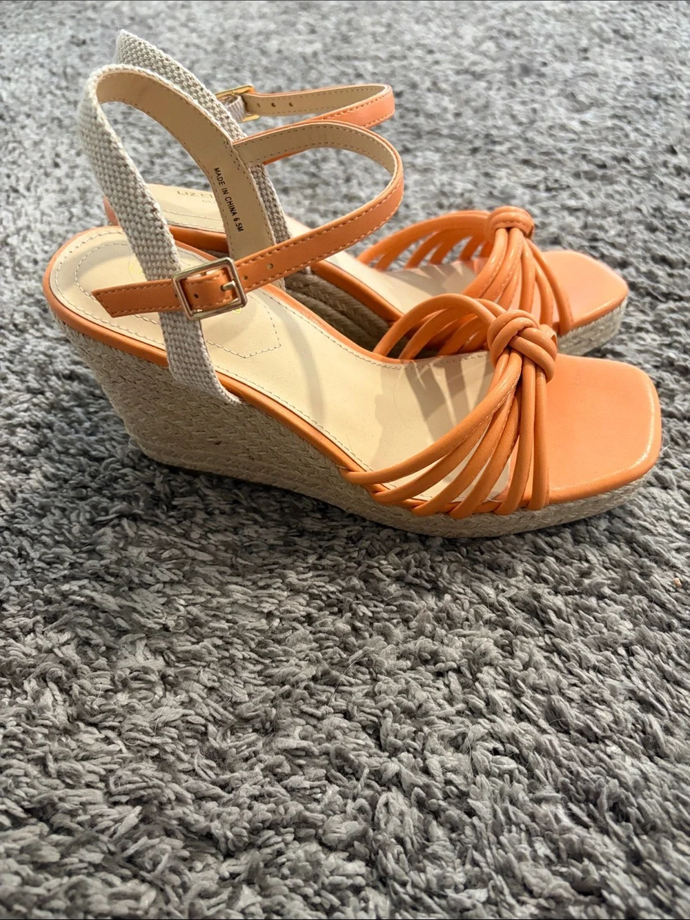 Liz Claiborne Orange Knotted Strap Wedge Sandals